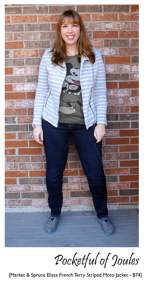 Market and Spruce Elissa French Terry Striped Moto Jacket 2 - Stitch Fix Review