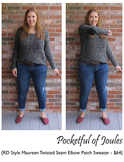 Stitch Fix Review - RD Style Maureen Twisted Seam Elbow Patch Sweater - Pocketful of Joules